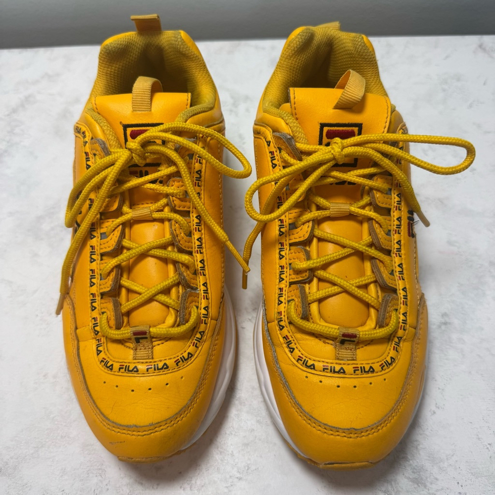 Women's Fila Disruptor II X Ray Tracer Sneakers Size 7.5 Canary Yellow - Picture 3 of 8
